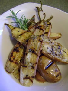 Grilled Fairy Tale Eggplant marinated in Rosemary, Garlic, Lemon and Olive Oil