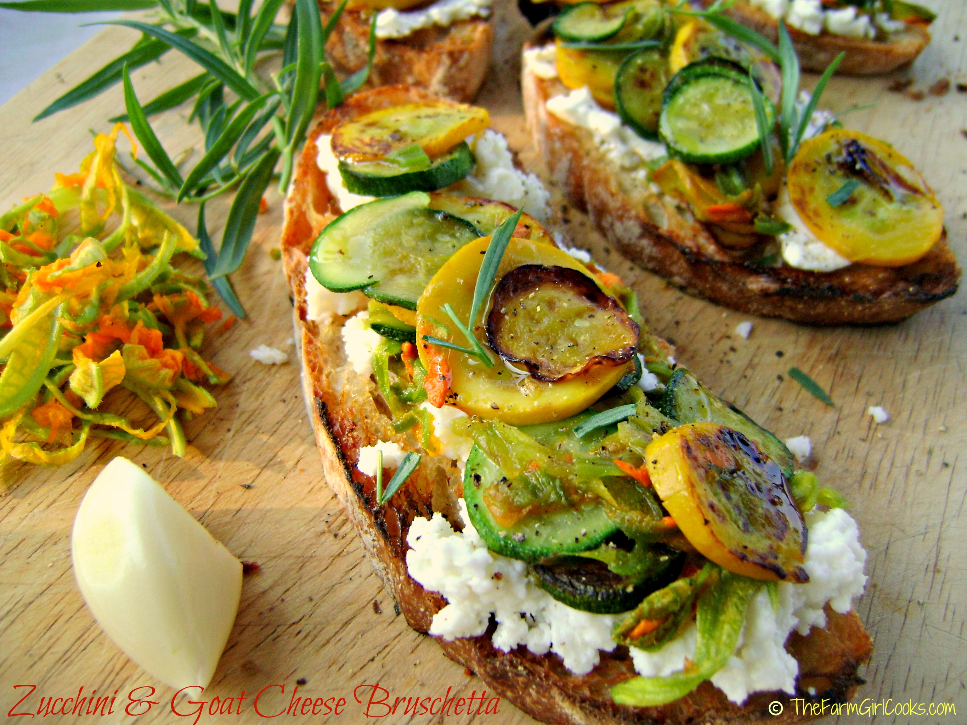 Zucchini and Goat Cheese Bruschetta ~ Summer Brunch Just Got Good